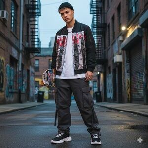 Smuggler’s Moon 1920 Bomber Jacket Y2K Streetwear Size L